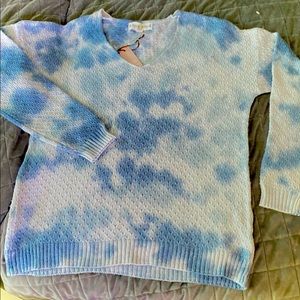 NWT XS Women's Knox Rose V-Neck Pullover Sweater -BLUE and White | size : XS